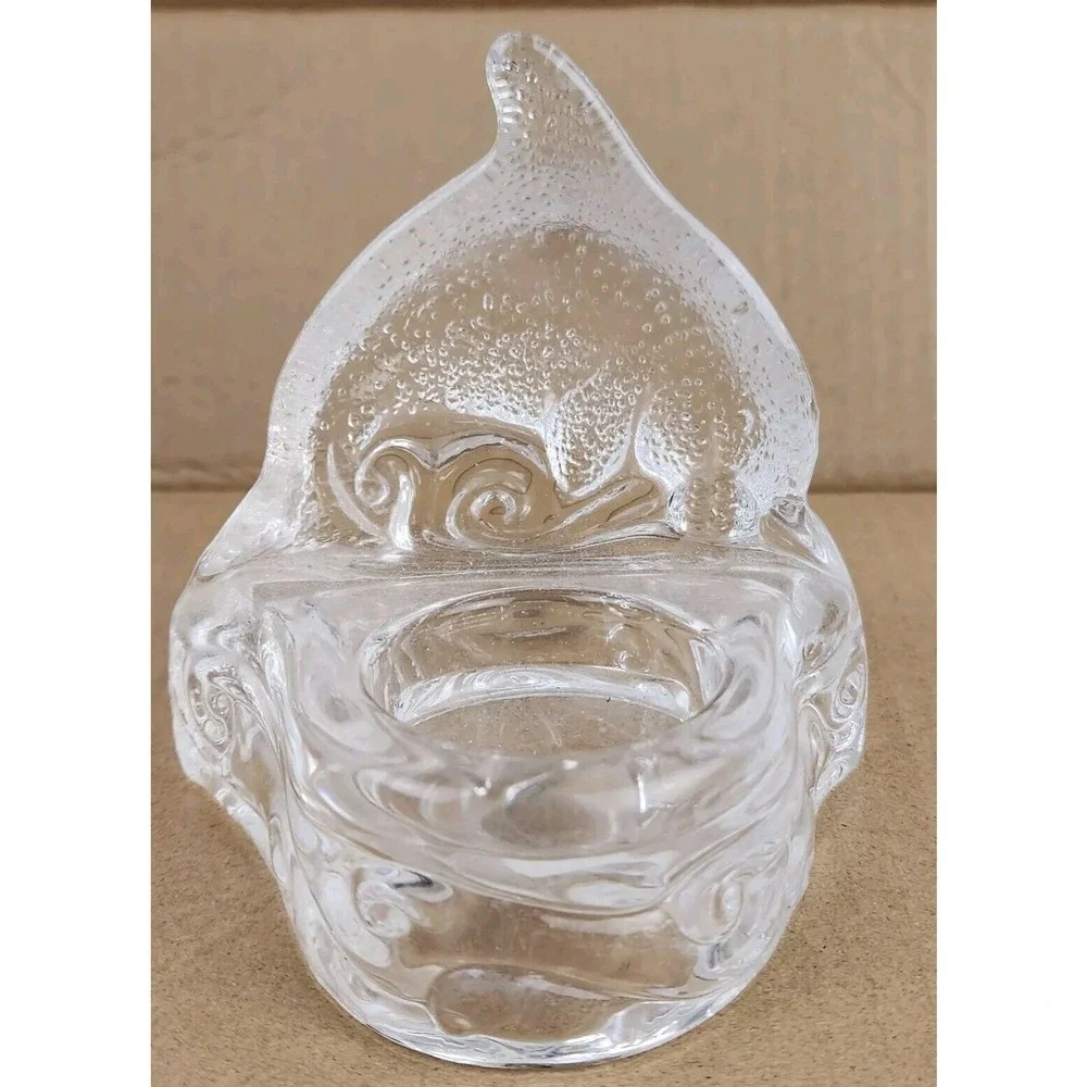 PartyLite Glass Dolphin‎ Tea Light Votive Candle Holder Beach Ocean Nautical - Picture 2 of 6